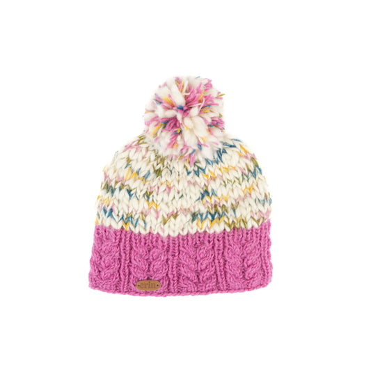 Erin Knitwear Flecked Pink Wool Bobble Hat